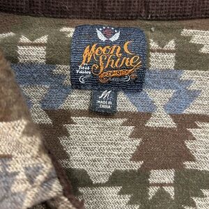 Moon Shine Men's Casual Button Down Shirt - Brown and Green